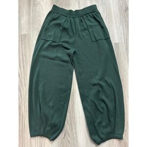 Forest Green 100% Cotton Knit Harem Balloon Pants XL Wide Leg